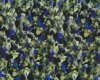 Viskosekreppstoff JILLA, Aquarell-Blumen, blau-oliv, Hilco