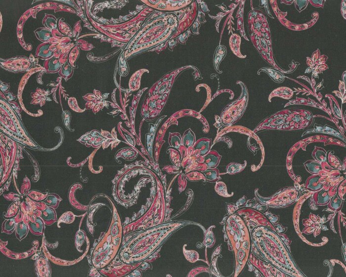 Baumwollstretch HANS, Paisley-Blumen, Hilco