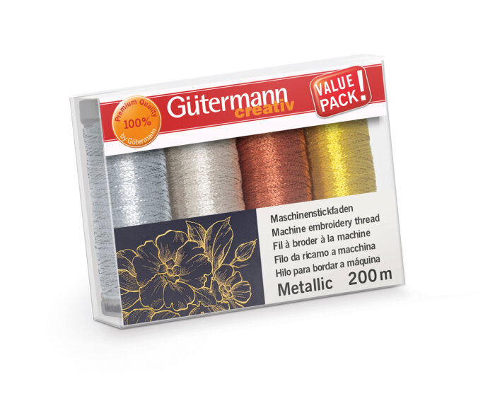 Maschinenstickgarn-Set METALLIC, 4 Garne, Gütermann
