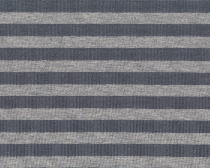 65 cm Reststück Baumwoll-Jersey CAMPANTE, breite Streifen, steingrau-grau meliert