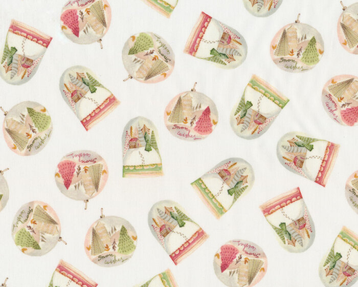 Weihnachtsstoff mit Schneekugeln