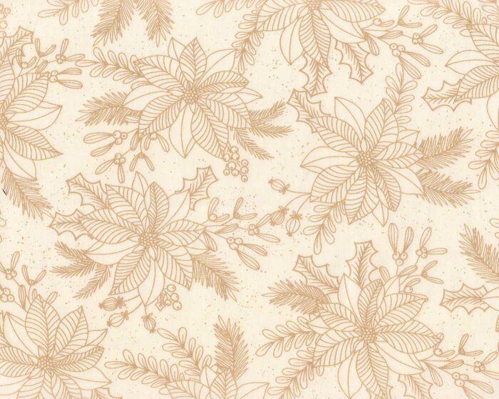 Metallic-Patchworkstoff HOLIDAY SPARKLE, Weihnachtstern, creme-gold, Benartex