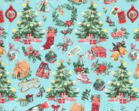 Patchworkstoff NOEL, Weihnachtsbaum, himmelblau, Windham...