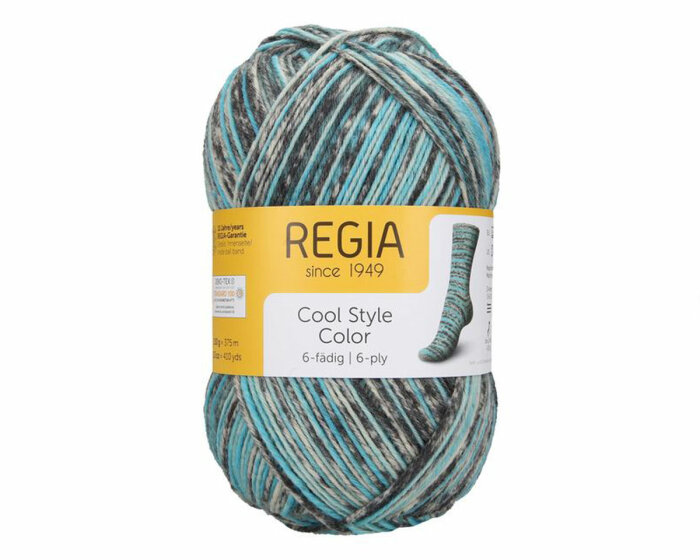 Handstrickgarn COOL STYLE COLOR, Sockenwolle, Schachenmayr Regia blau-grau
