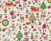 Metallic-Patchworkstoff MERRY CHRISTMAS, Weihnachtsgewusel, creme-rot, Hilco