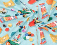 Sweatstoff FOLK + TOYS, Spielzeug, himmelblau, Hilco