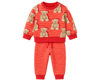 Sweatstoff FOLK + BEAR, Strickmuster, lachsrot, Hilco