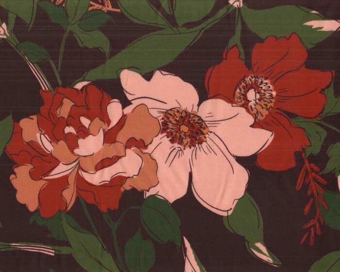 Viskosetwillstoff NINA, Aquarell-Blumen, Hilco