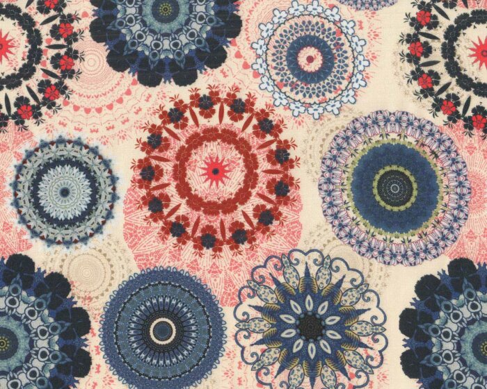 Viskosestoff WALDA, Mandala-Blumen, Hilco