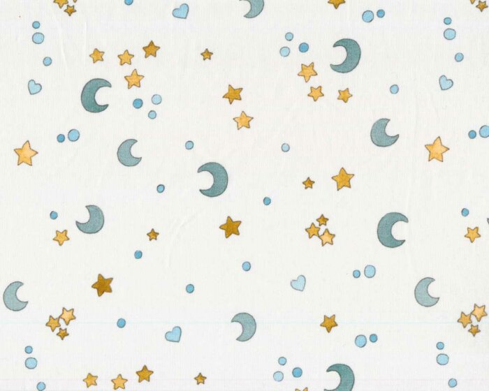Baumwolljersey KITTY NIGHT, Sterne, weiß, Hilco