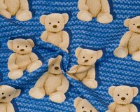 Sweatstoff FOLK + BEAR, Teddybär, blau, Hilco