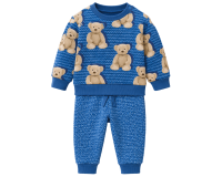 Sweatstoff FOLK + BEAR, Teddybär, blau, Hilco