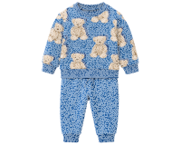 Sweatstoff FOLK + BEAR, Teddybär, blau, Hilco