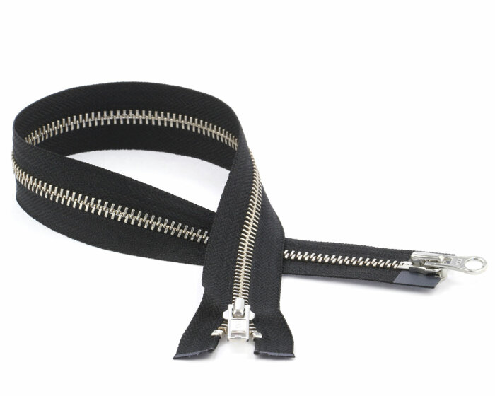 YKK Zwei-Wege-Reißverschluss Metallzahn silber, schwarz 40 cm
