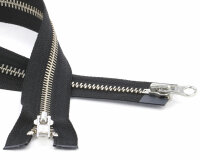 YKK Zwei-Wege-Reißverschluss Metallzahn silber, schwarz 60 cm