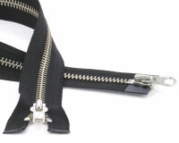 YKK Zwei-Wege-Reißverschluss Metallzahn silber, schwarz 80 cm