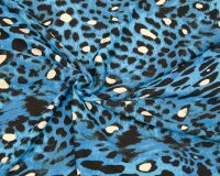 Viskose-Strickjersey CONNY, Leopardenmuster, blau, Hilco
