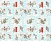 Patchworkstoff PETER RABBIT, Hase und Schneemann, hellblau, Beatrix Potter