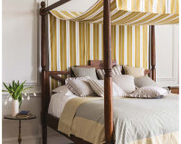 40 cm Reststück Dekostoff EDGEWORTH, Fischgrat-Streifendesign, natur-grün, Clarke & Clarke