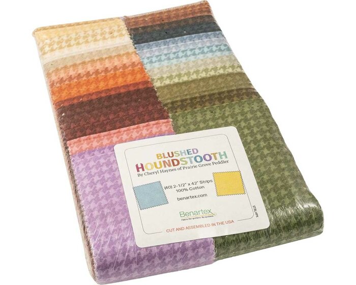 Precuts Strip-Pie BLUSHED HOUNDSTOOTH, Cheryl Haynes, Benartex