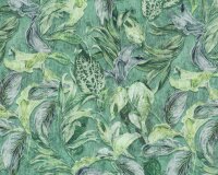 Baumwoll-Popeline mit Stretch HENNING, Blätter, grün, Hilco