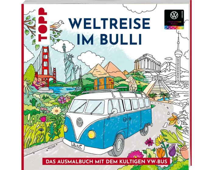 Ausmalbuch: Colorful World - Weltreise im Bulli, Topp