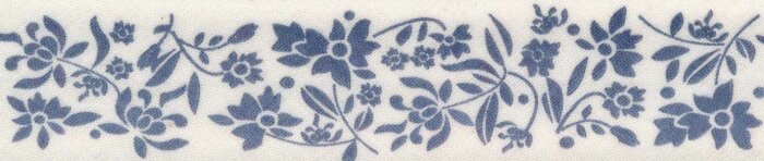 Schrägband mit Blütendruck blau 30 mm