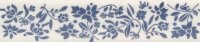 Schrägband mit Blütendruck blau 30 mm