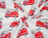Baumwolljersey FIRE TRUCK, Feuerwehrauto, weiß, Hilco
