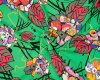 Viskosestoff JANETTE, Comic-Blumen, grün, Hilco