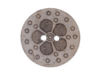 Kokosknopf BLÜTE, Intarsien, naturbraun 15 mm