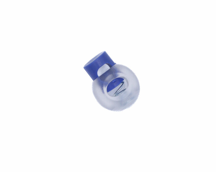 Runder Kordelstopper, 5 mm Durchlass, halbtransparent blau