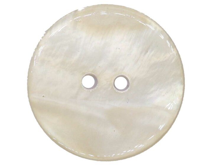 Glänzender Muschelknopf RIVER SHELL, Perlmuttoptik natur 24 mm