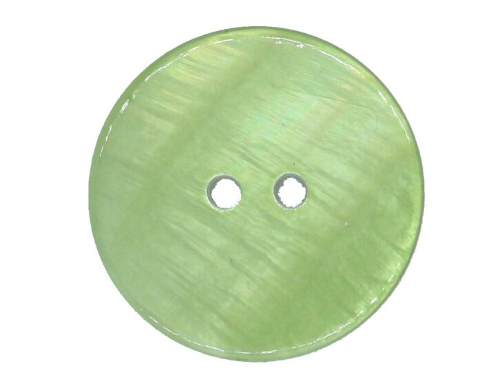 Glänzender Muschelknopf RIVER SHELL, Perlmuttoptik lindgrün 9 mm