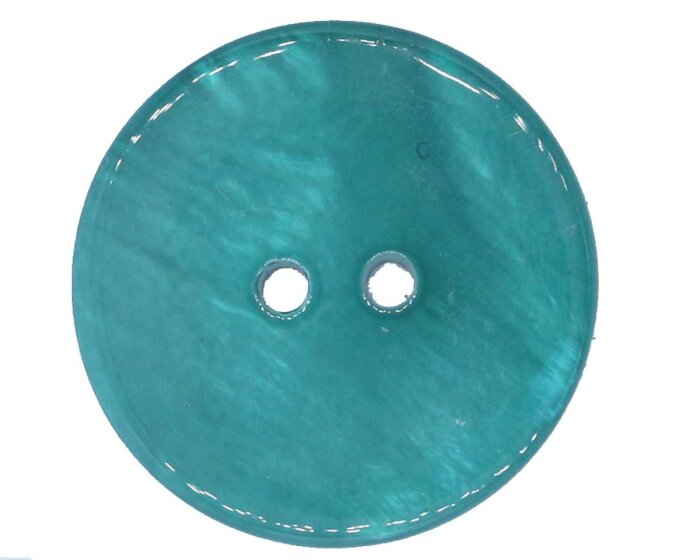 Glänzender Muschelknopf RIVER SHELL, Perlmuttoptik petrol 16 mm