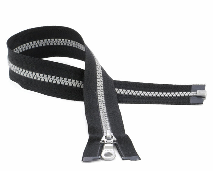 YKK Reißverschluss Kunststoffzahn VISLON, teilbar, schwarz-silber