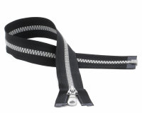 YKK Reißverschluss Kunststoffzahn VISLON, teilbar, schwarz-silber 60 cm