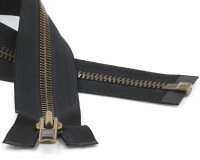 YKK extrabreiter Reißverschluss Excella® METALLZAHN, brüniert, teilbar 55 cm