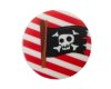 Kunststoffknopf mit Pirat, Flagge und Schiff, Union Knopf rot-weiß