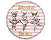 Bestickte Applikation SCHOOL OF DANCE mit Metallic-Garn, weiß-rosa, Prym