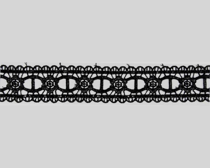 Klöppelspitze FLORADO mit Bogenkanten, schwarz