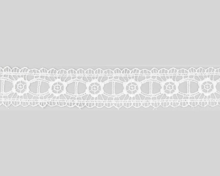 Klöppelspitze FLORADO mit Bogenkanten, weiß