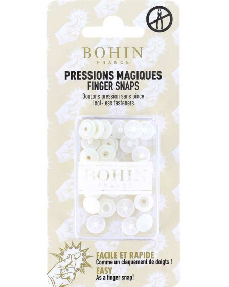Kunststoff-Druckknöpfe FINGER SNAPS, 9 mm, Bohin wollweiß