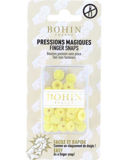 Kunststoff-Druckknöpfe FINGER SNAPS, 9 mm, Bohin gelb