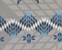 Baumwolljersey COZY EMBROIDERIES, Sterne und Streifen, grau, Lycklig Design