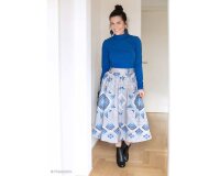 Baumwolljersey COZY EMBROIDERIES, Sterne und Streifen, grau, Lycklig Design