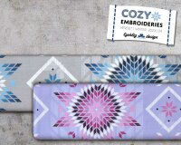 Baumwolljersey COZY EMBROIDERIES, Sterne und Streifen, grau, Lycklig Design