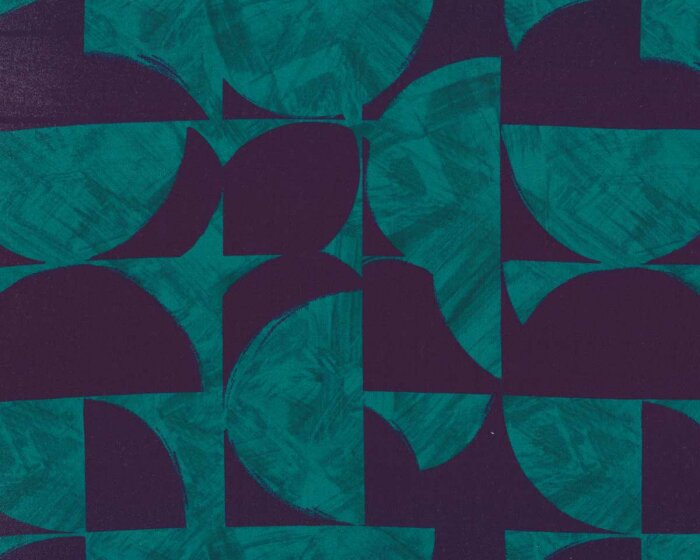 Viskosestoff MARIANA, Halb-Kreise, petrol-dunkelblau, Hilco