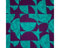 Viskosestoff MARIANA, Halb-Kreise, petrol-dunkelblau, Hilco