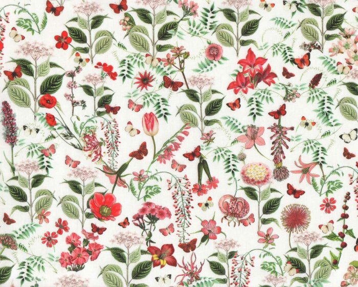 Westfalenstoffe CANTERBURY, Blumenwiese, rot-grün